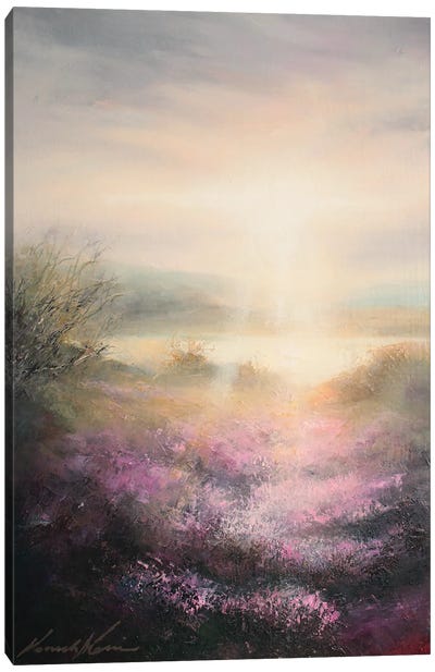 Thank You For The Day - First Light On Reflecting On Moorland Tarn Canvas Art Print - Hannah Kerwin