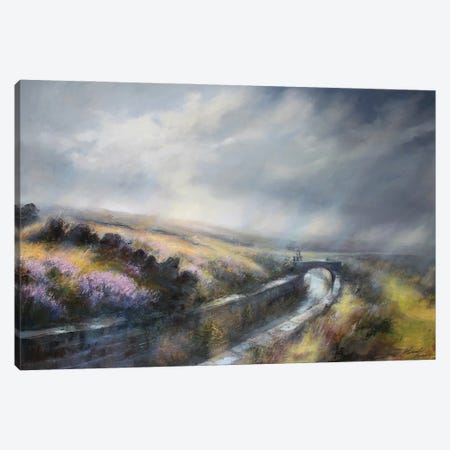 Wind And Clouds Whipping Over The Wuthering Heights Heather Moors. Bronte Country , Haworth Canvas Print #HKW33} by Hannah Kerwin Art Print