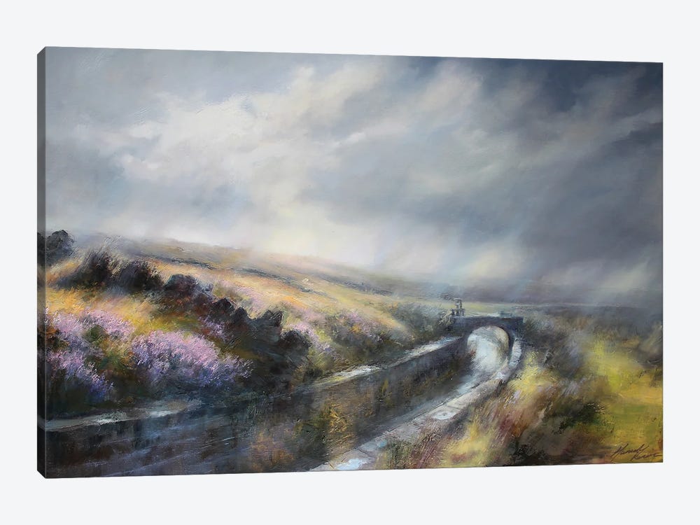 Wind And Clouds Whipping Over The Wuthering Heights Heather Moors. Bronte Country , Haworth by Hannah Kerwin 1-piece Canvas Art Print