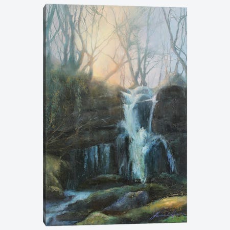 Winter Sun Setting On Water Fall Between Hawes And Aysgarth North Yorkshire Canvas Print #HKW34} by Hannah Kerwin Canvas Wall Art