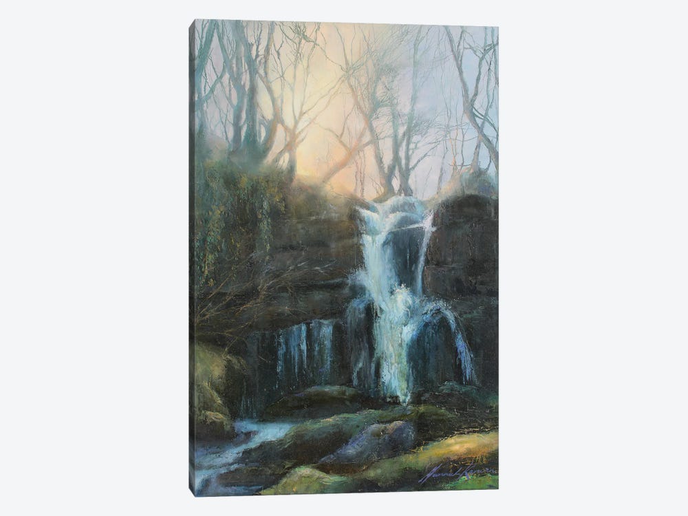 Winter Sun Setting On Water Fall Between Hawes And Aysgarth North Yorkshire by Hannah Kerwin 1-piece Canvas Artwork