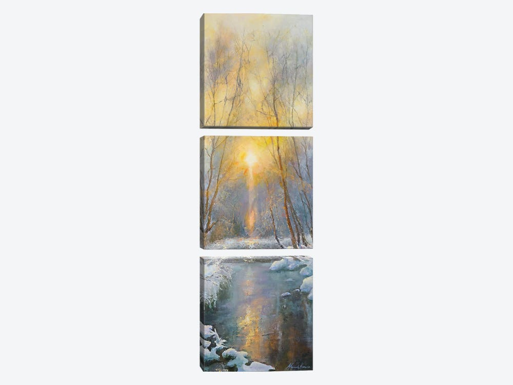 Winter Sunset Light Effect On The Snow - North Yorkshire by Hannah Kerwin 3-piece Art Print