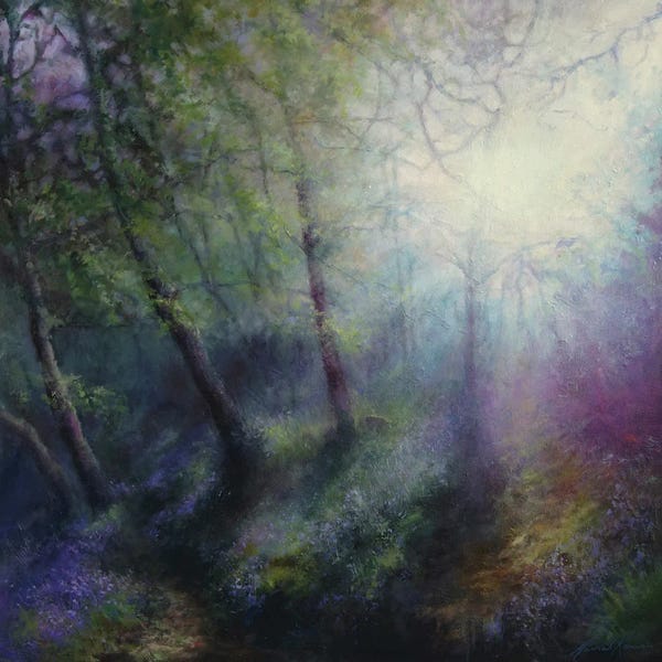 Hannah Kerwin: Brilliance Of The Spring Light On Early Bluebells by Hannah Kerwin
