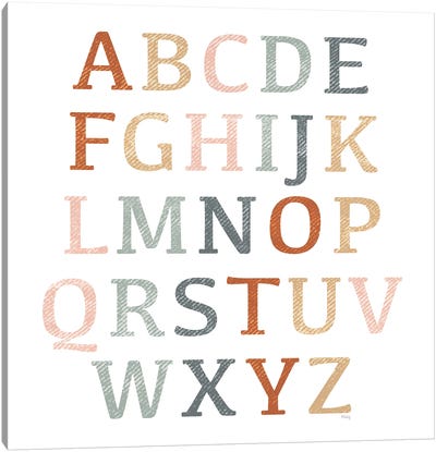 Rustic Rainbow Alphabet Canvas Art Print - Alphabet Art