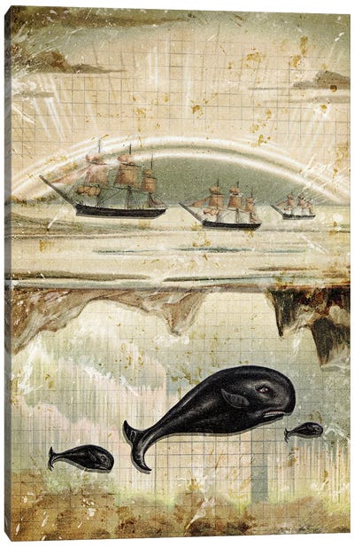 Paper Whale Canvas Art Print - Whale Art