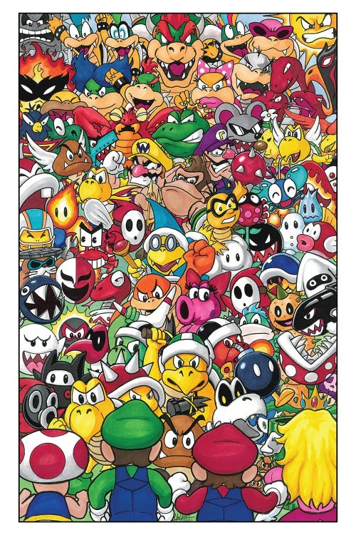 Mario Rogues Gallery by Hal Haney wall art