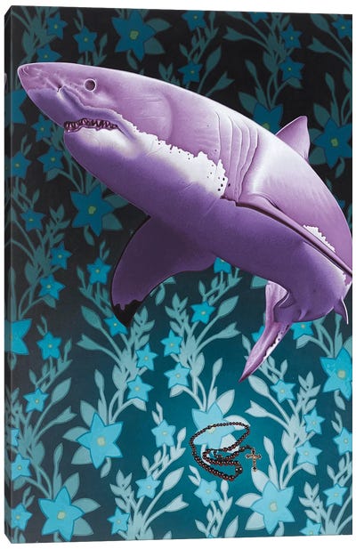 Lets Us Prey Canvas Art Print - Shark Art