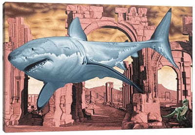 Empires Crumble Canvas Art Print - Great White Sharks