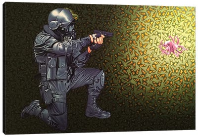 Crowd Control Canvas Art Print - Similar to Banksy