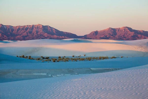 New Mexico. White Sands National Monument landscape of sand dunes and mountains I