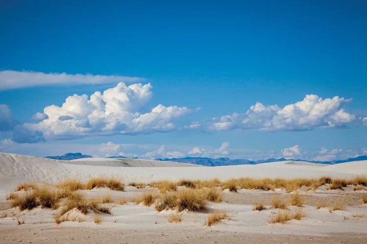 New Mexico. White Sands National Monument landscape of sand dunes and mountains II