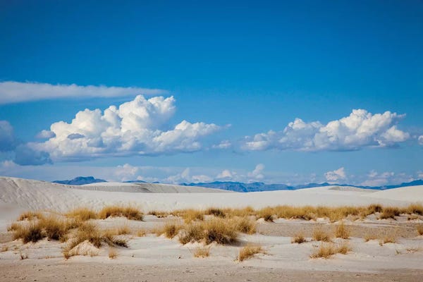 Hollice Looney: New Mexico. White Sands National Monument landscape of sand dunes and mountains II by Hollice Looney