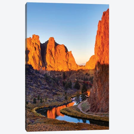 USA, Oregon, Bend. Smith Rock State Park, rock and reflections Canvas Print #HLO33} by Hollice Looney Canvas Artwork