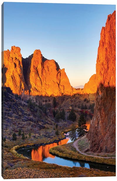 USA, Oregon, Bend. Smith Rock State Park, rock and reflections Canvas Art Print