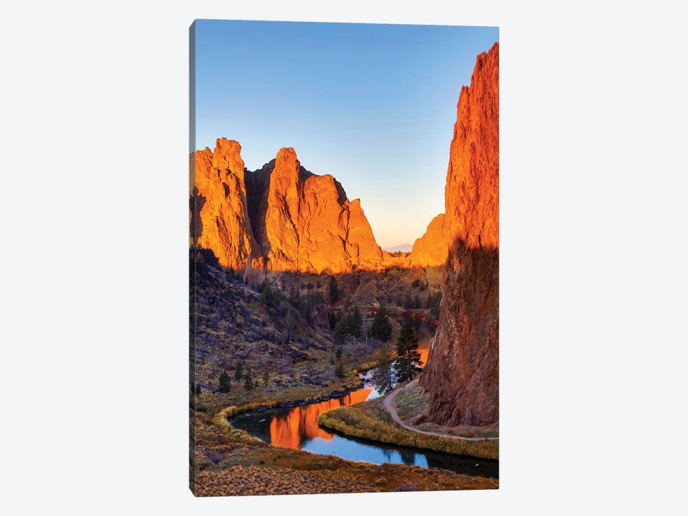 USA, Oregon, Bend. Smith Rock State Park, rock and reflections by Hollice Looney 1-piece Canvas Print