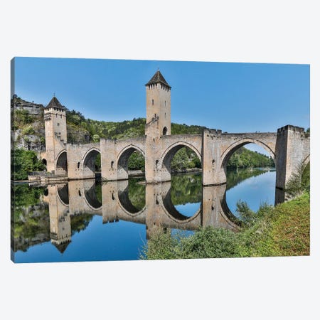 France, Cahors. Pont Valentre over the Lot river Canvas Print #HLO47} by Hollice Looney Canvas Wall Art