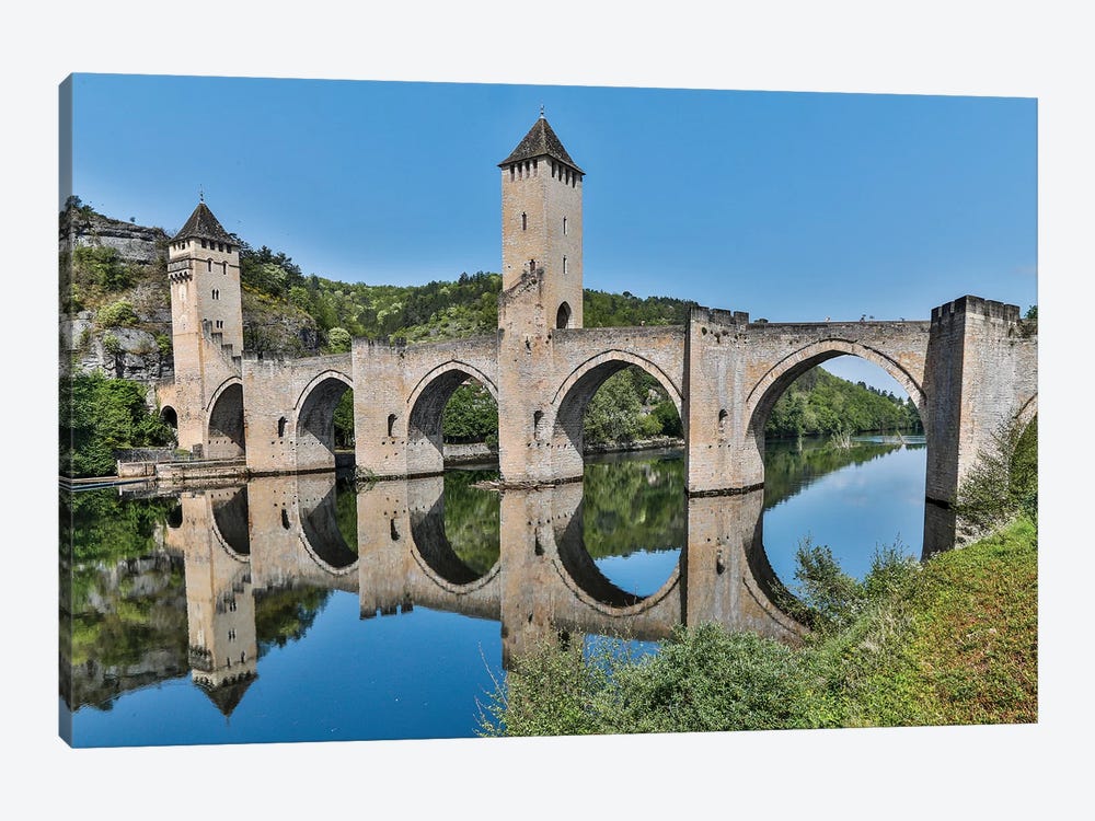 France, Cahors. Pont Valentre over the Lot river by Hollice Looney 1-piece Canvas Artwork