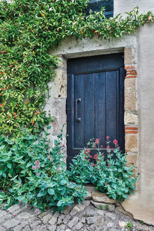 France, Cordes-sur-Ciel. Blue doorway by Hollice Looney wall art