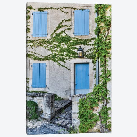Home With Blue Shutters, Lot River Valley, France Canvas Print #HLO53} by Hollice Looney Canvas Wall Art