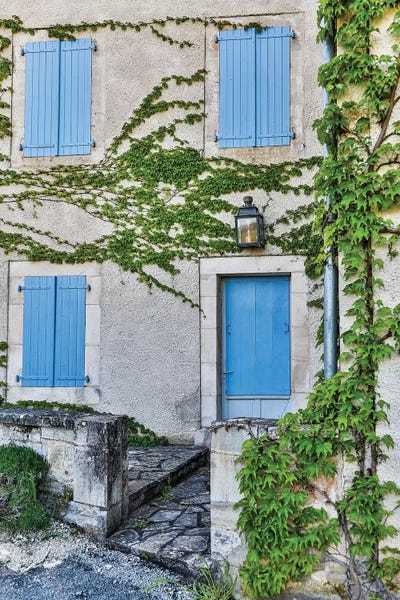 Hollice Looney: Home With Blue Shutters, Lot River Valley, France by Hollice Looney