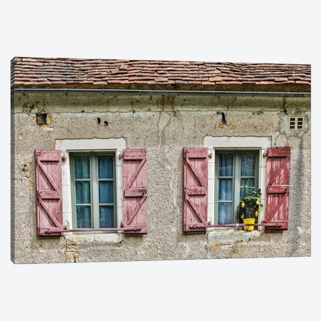 Windows And Shutters, Saint-Cirq Lapopie, France Canvas Print #HLO56} by Hollice Looney Canvas Art Print