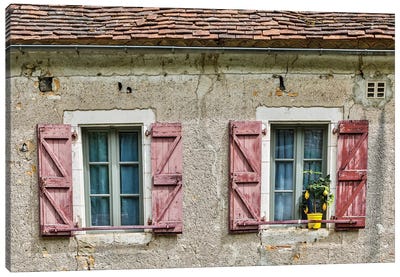 Windows And Shutters, Saint-Cirq Lapopie, France Canvas Art Print