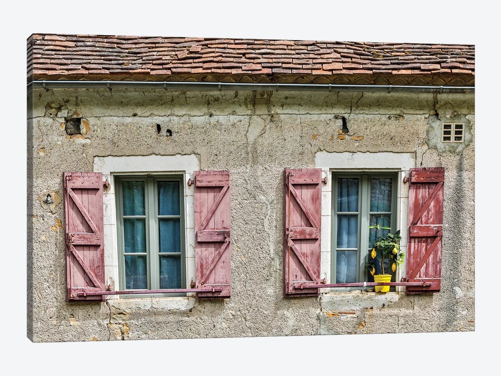 Windows And Shutters, Saint-Cirq Lapopie, France by Hollice Looney 1-piece Canvas Artwork