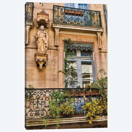 Balcony And Door, Toulouse, France Canvas Print #HLO58} by Hollice Looney Canvas Art