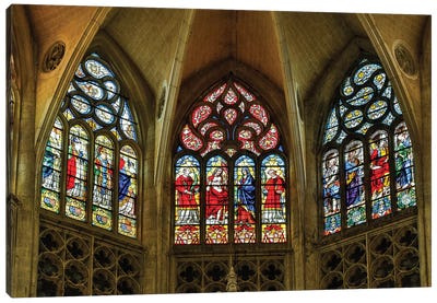 France, Toulouse. Cathedral of St. Etienne stained glass windows. Canvas Art Print