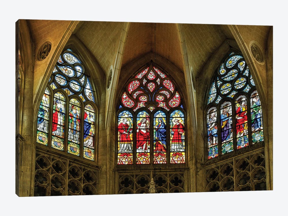 France, Toulouse. Cathedral of St. Etienne stained glass windows. by Hollice Looney 1-piece Canvas Artwork