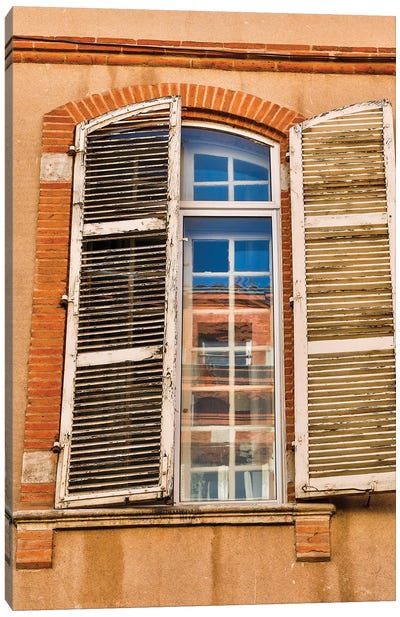 France, Toulouse. Window and shutters in the streets of Toulouse Canvas Art Print