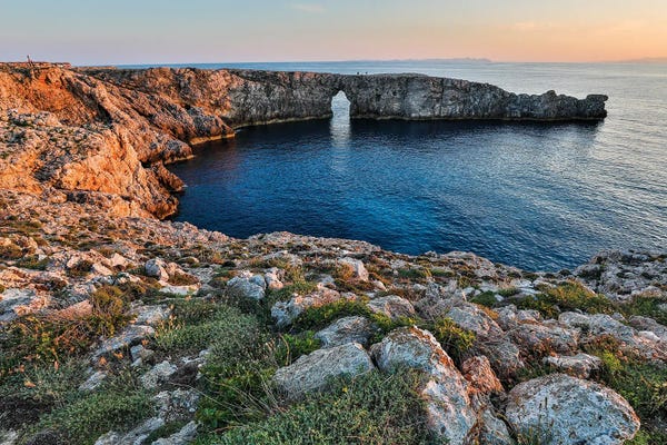 Hollice Looney: Sunset At Pont d'en Gil (Natural Sea Arch), Menorca, Spain by Hollice Looney