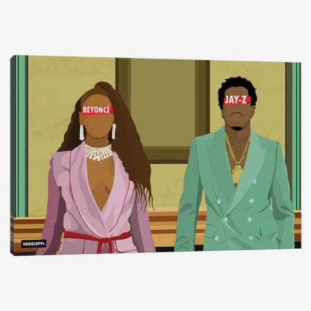 Jay-Z & Beyoncé Canvas Print #HLP10} by Hugoloppi Art Print