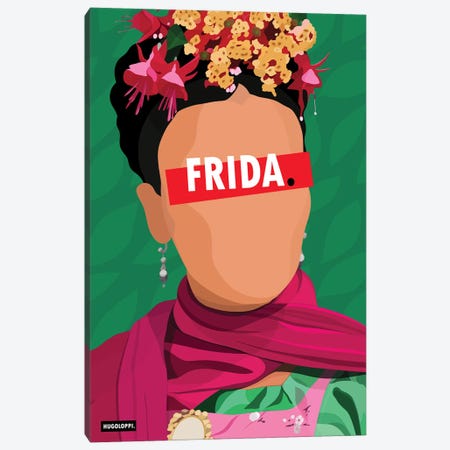 Frida Kahlo Canvas Print #HLP6} by Hugoloppi Canvas Wall Art