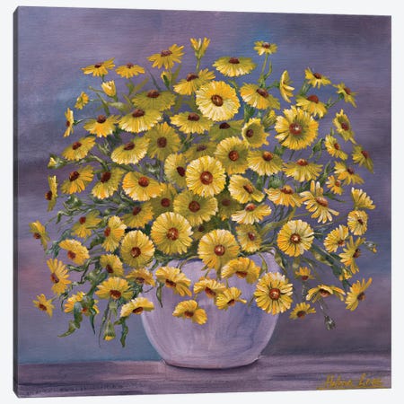 Yellow Daisies Canvas Print #HLS23} by Helena Lose Art Print