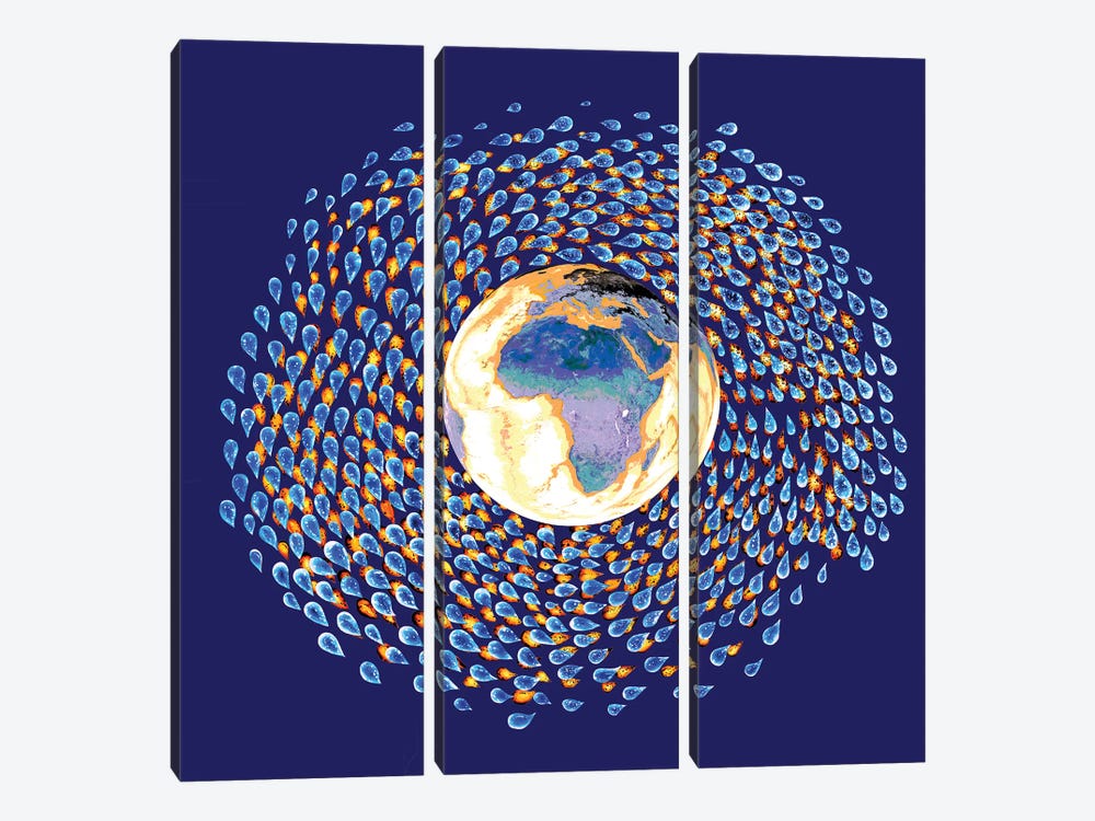 Planet Blue by Helena Lose 3-piece Art Print