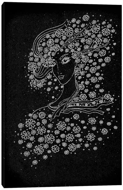 Spring Woman Black Canvas Art Print - Helena Lose