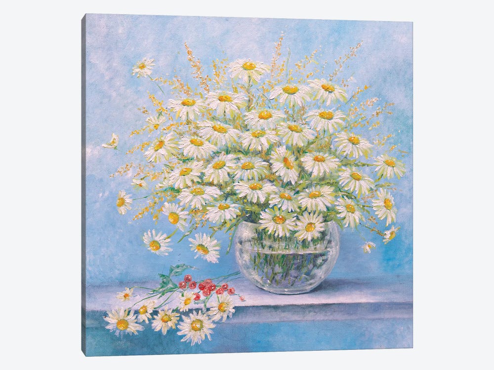 Daisies In A Vase by Helena Lose 1-piece Canvas Art Print