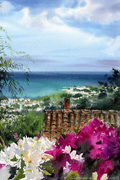 Bougainvillea: Greek Village III by HomelikeArt