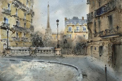 Eiffel Towers View Av. De Camoens Paris by HomelikeArt framed canvas print