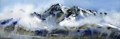 Mountain Peaks In The Clouds by HomelikeArt framed canvas print