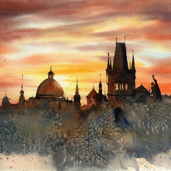 City Sunrises & Sunsets: Panorama Of Prague by HomelikeArt