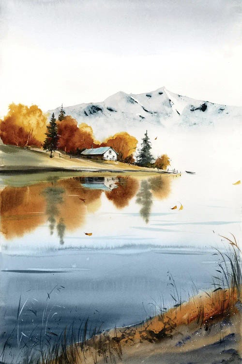 House By The Lake - Autumn Landscape by HomelikeArt wall art