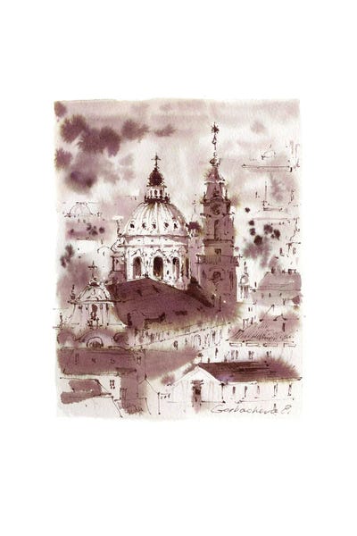 Famous Places Of Worship: Church Of St. Nicholas On Lesser Town Square In Prague, Skyline by HomelikeArt