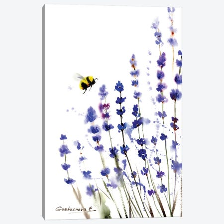 Lavender And Bee Canvas Print #HLT1} by HomelikeArt Art Print