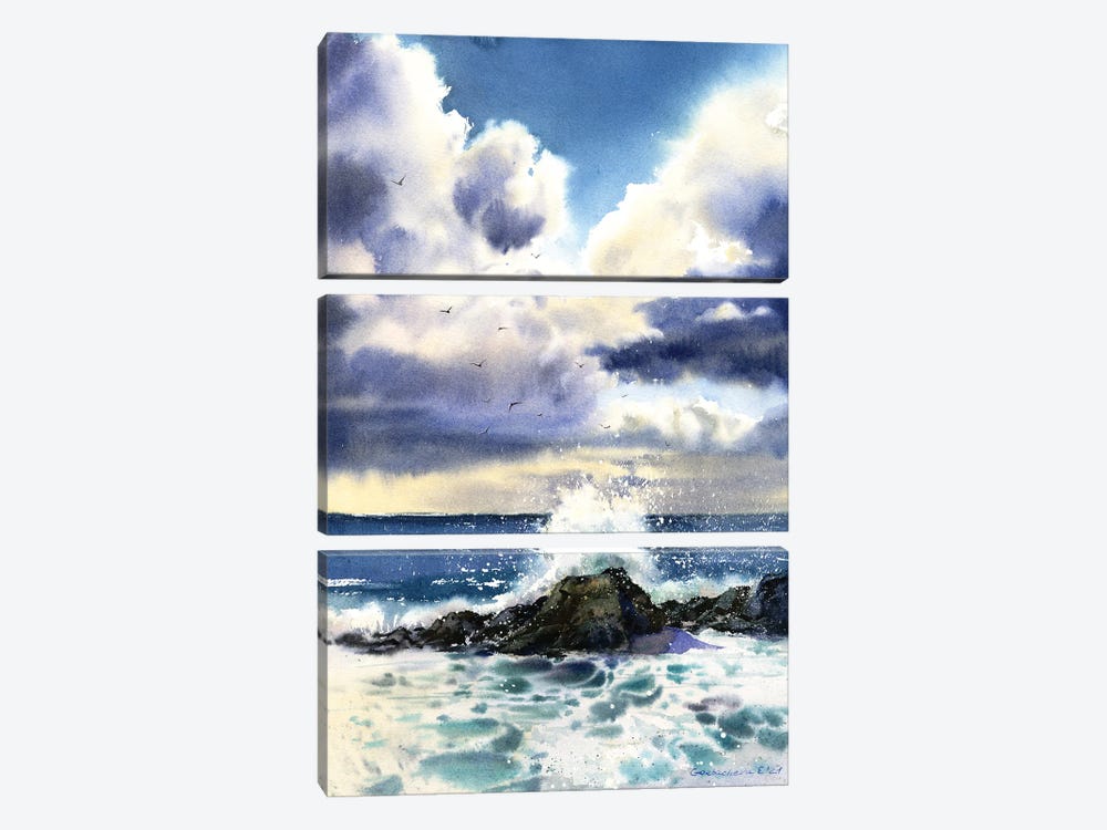 Waves And Rocks II by HomelikeArt 3-piece Canvas Print