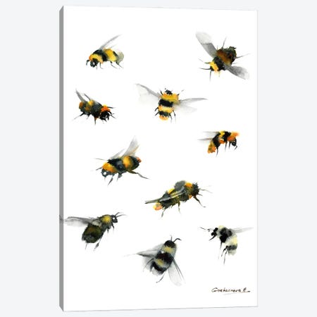 Bees Canvas Print #HLT34} by HomelikeArt Canvas Wall Art