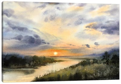 Field And River I Canvas Art Print - Subtle Landscapes