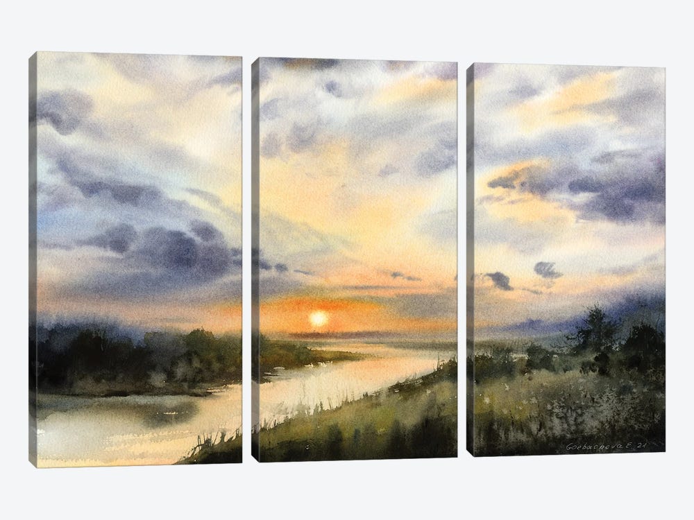 Field And River I by HomelikeArt 3-piece Canvas Print