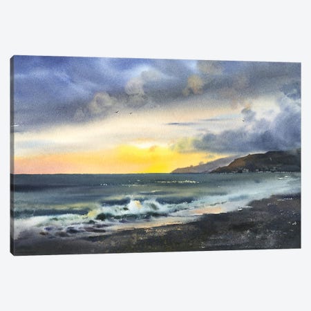 Sunset On The Coast Canvas Print #HLT54} by HomelikeArt Canvas Wall Art